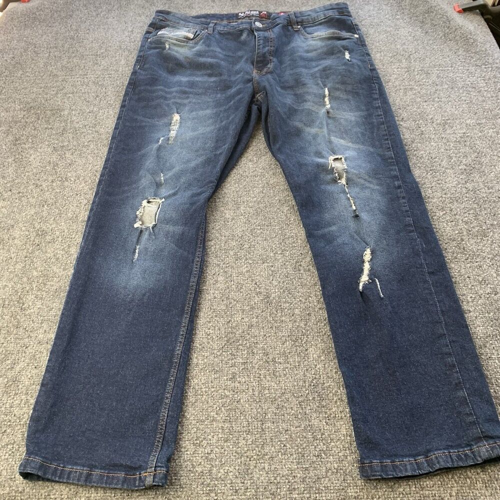 Ecko Unltd Jeans Mens 38x32 Athletic Fit Distressed Denim Blue Dark Wash Y2K